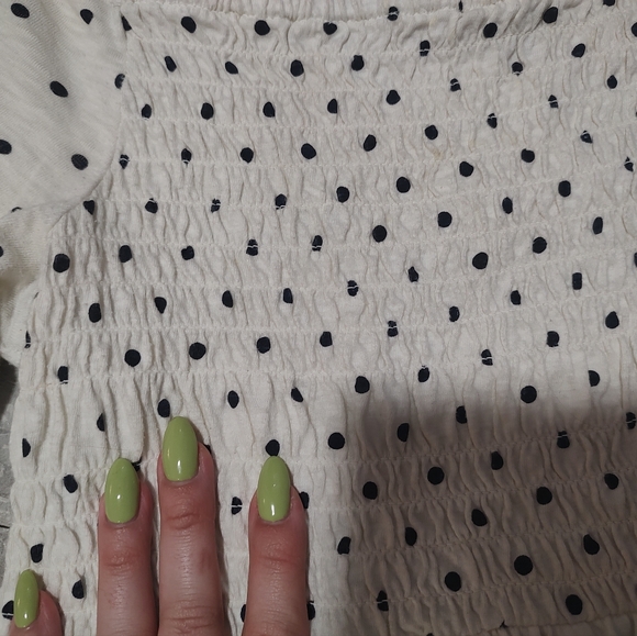 100% cotton American eagle cropped baby doll polka dot top - Picture 3 of 8